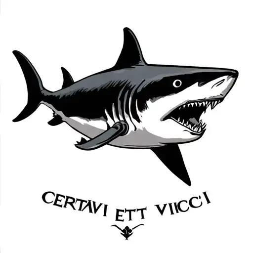 Shark With Text 'Certavi Et Vici'
