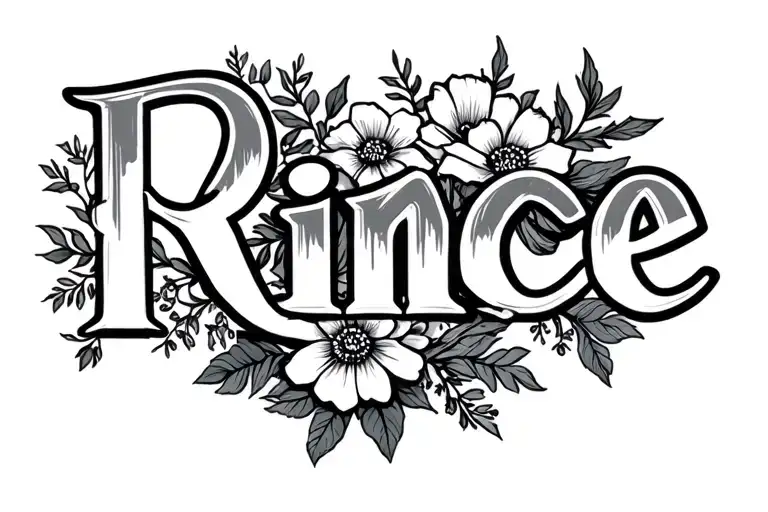 The Word Rince In A Fancy Font In Back With Flowers Coming Off The End