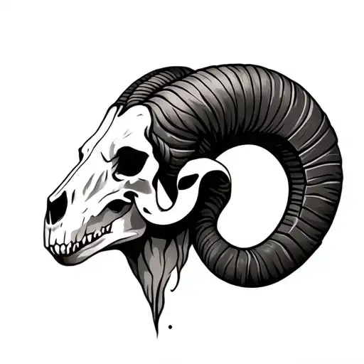 Ram Skull Fading Into Ram Head