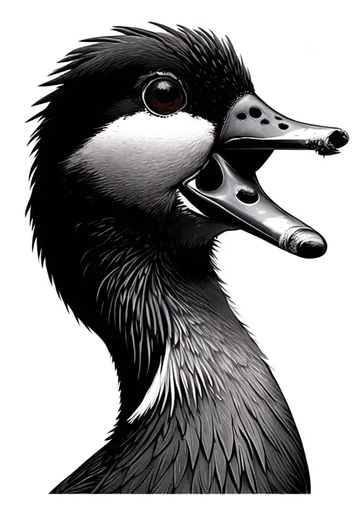 Head Shot Portrait Of A Duck Smoking A Cigarette