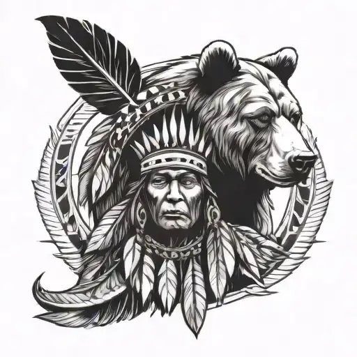 A Bear And A Native American Chief
