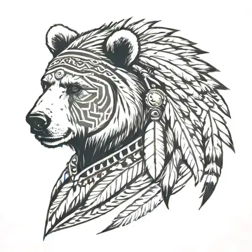 A Bear And A Native American Chief