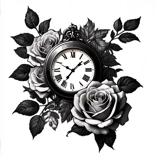 Rosas With Clock And Christ Jesus