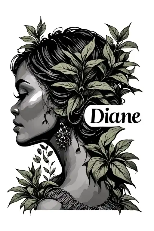 The Name Diane With Plant Growing Together