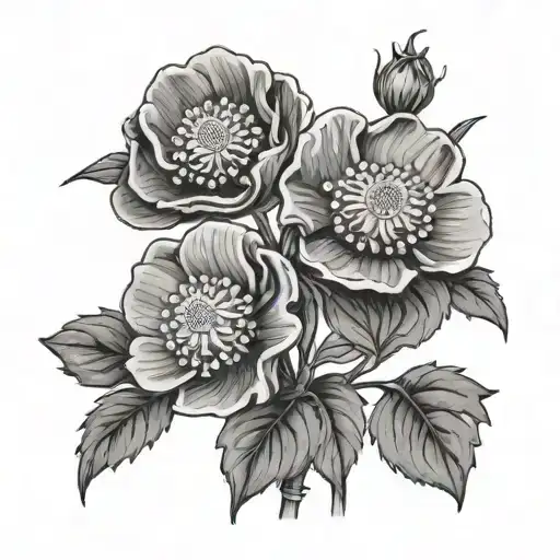 Strawberry Plant Intertwined With Opium Poppies