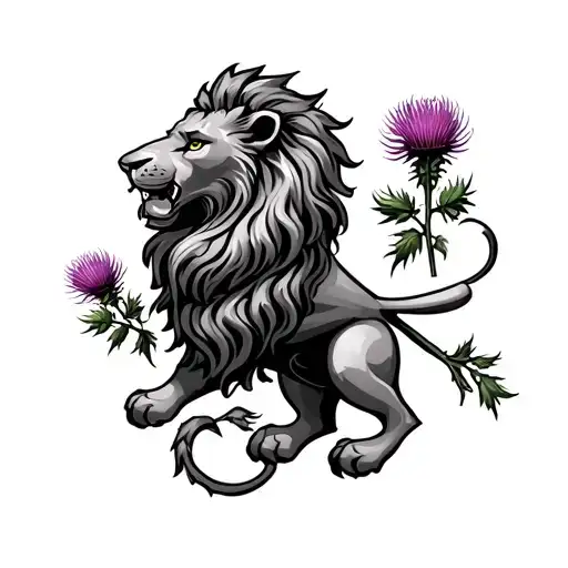 Lion Rampant With Thistle Wrapped