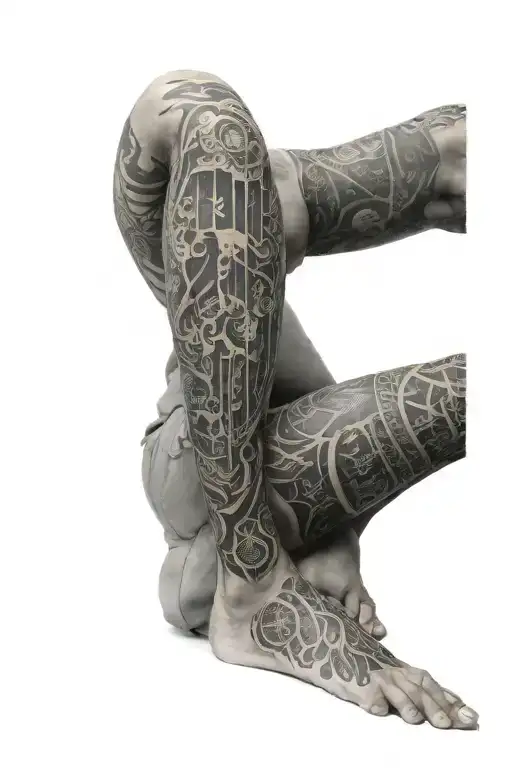 Atlas Tattoo Full Leg Sleeve