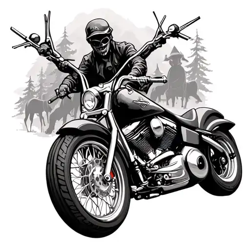 Fatboy Harley Davidson Motorcycle With Hunting Scene