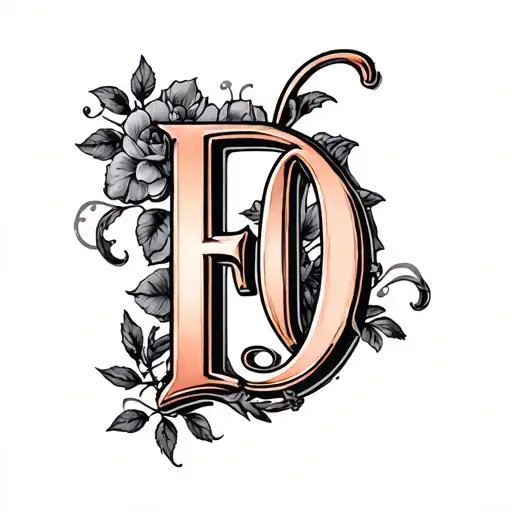 Ornate Rose Gold Letters F And O