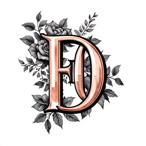 Ornate Rose Gold Letters F And O