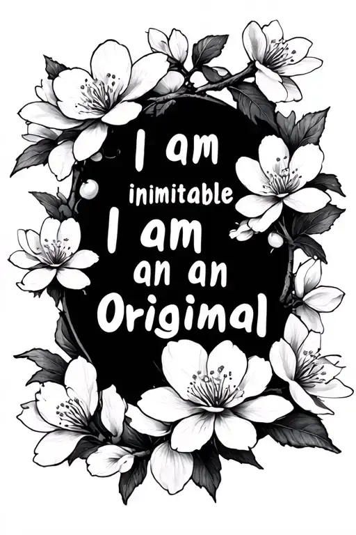 Cherry Blossoms With Quote 'I Am Inimitable I Am An Original'