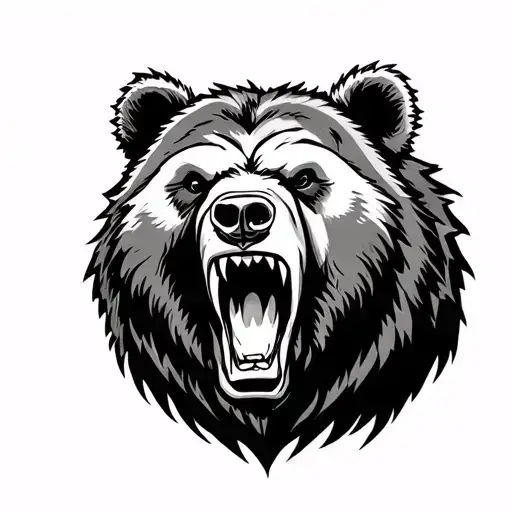 Vicious Roaring Bear Head