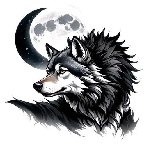 Wolf And Moon