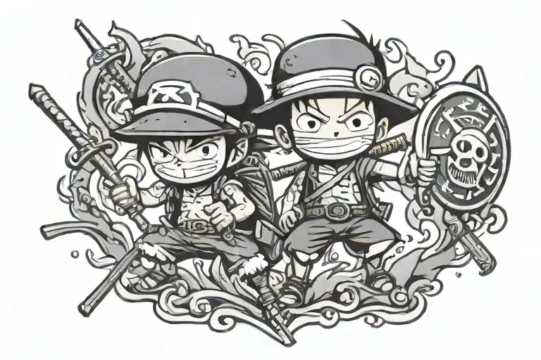 One Piece Chibi Zoro Luffy