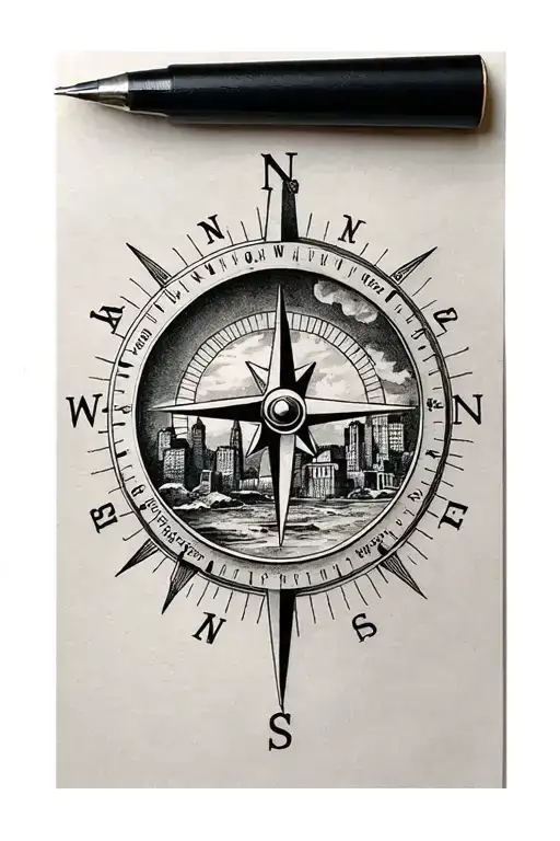 Compass With Newcastle City Scenery