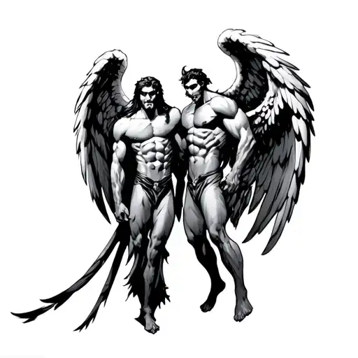 Angel And Demon Muscular Males Only