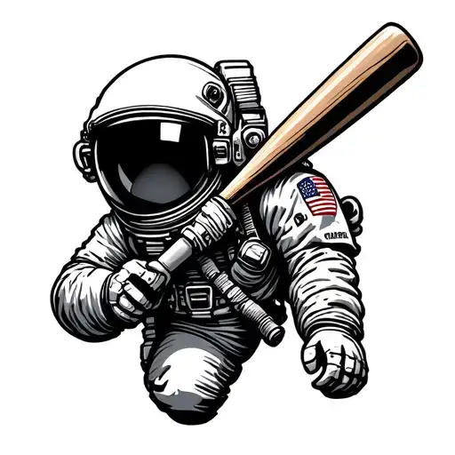 Astronaut With A Baseball Bat
