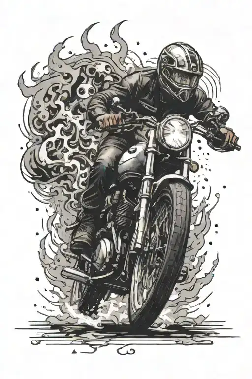 Motorbike Man Standing Staring At The Stars With The Fire In The Eyes