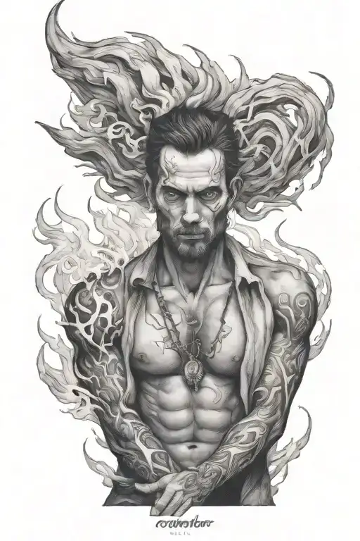 Man Standing Fire In The Eyes