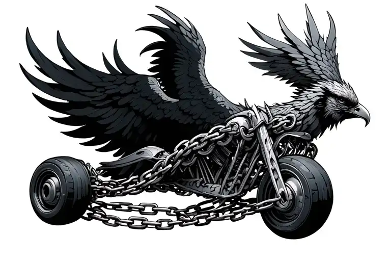Triketa Celta Wrapped In Chain And A Phoenix Rising