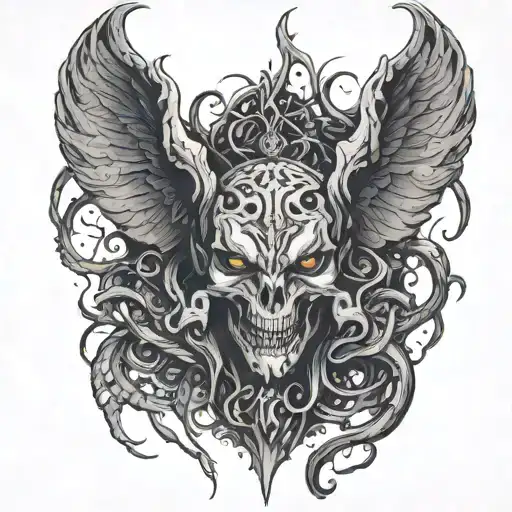 Combine Elements Of Trance Music With Demonic Imagery In A Sketch-style