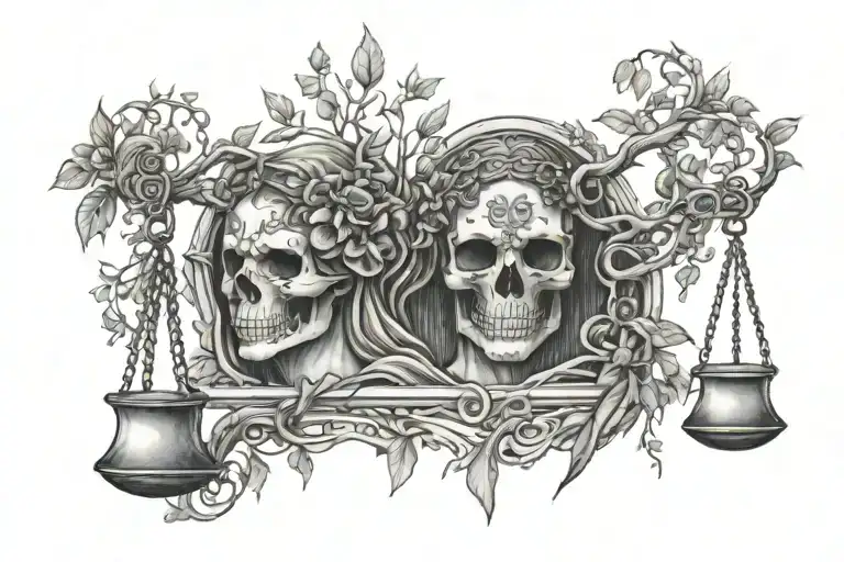 Tree Of Life Lady Justice Skulls Death