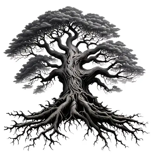 Giant Old Tree With Intricate Roots
