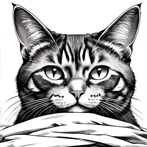 Blind Cat With Eyes Covered By A Folded Cloth