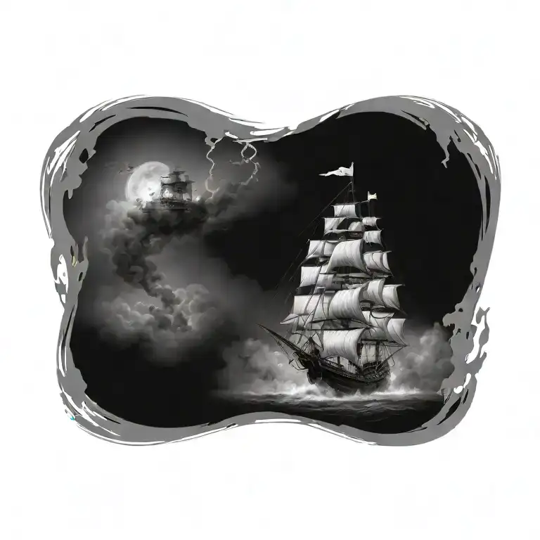 Destroyed Spooky Ghost Pirate Ship Going Through A Massive Storm