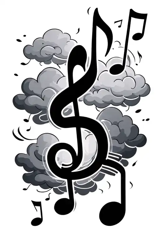 Dj Music Notes With Clouds