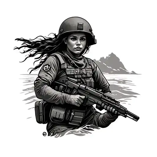 Full Sleeve Of A Woman Soldier On A Journey Through Life Who Loves To Travel The World