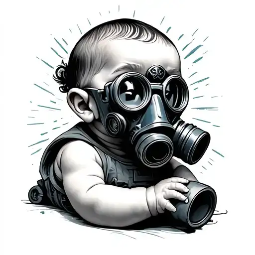 Angle Baby With Gasmask With Glcok