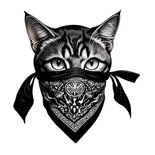 Blind Cat With Eyes Covered By A Seers Mask Bandana