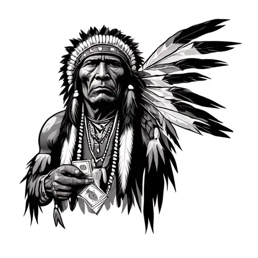 Native American Hustler Counting Money