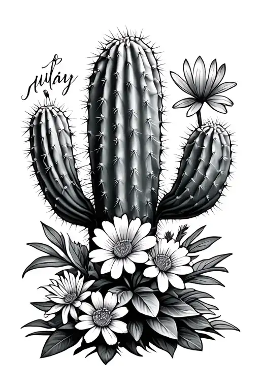 Cactus With March And July Birth Flowers Growing