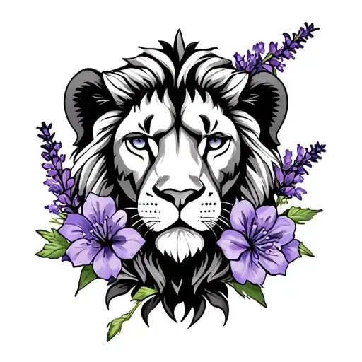Zodiac Symbol Leo With Lavender Flowers