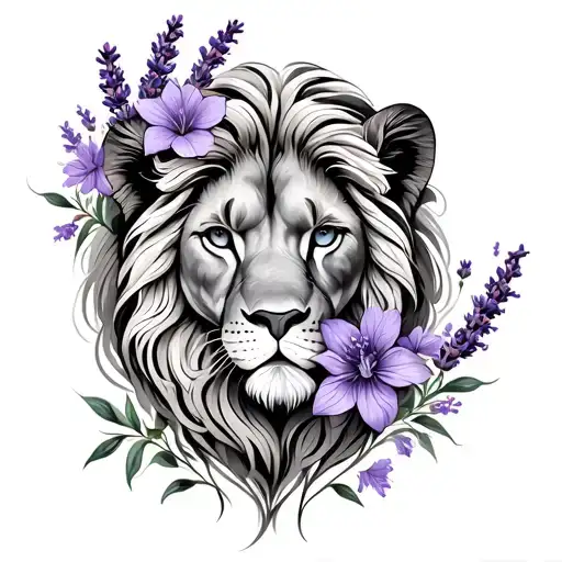 Zodiac Symbol Leo With Lavender Flowers Intertwined