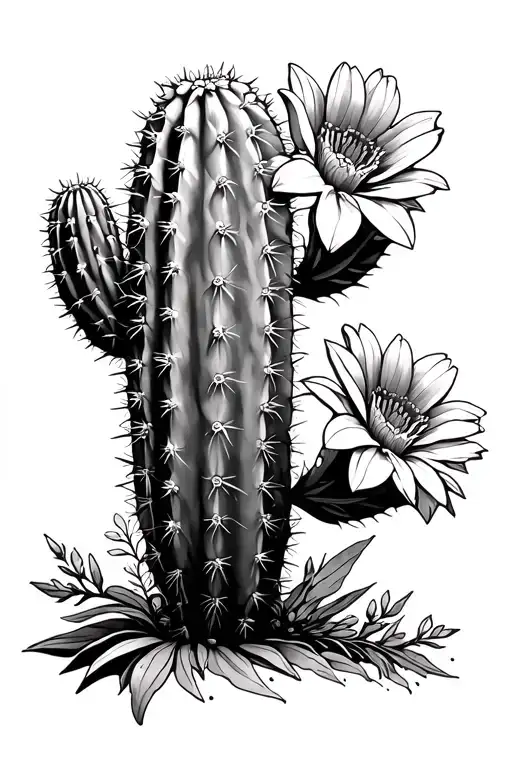 Cactus With March And July Birth Flowers Growing