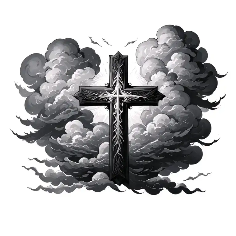 Clouds Around A Cross With Other Additional Features