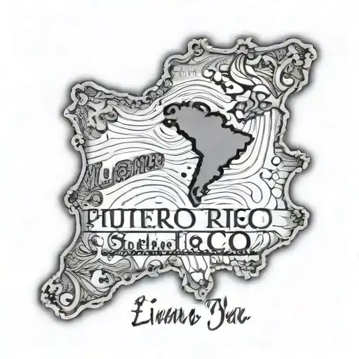 Puerto Rico Map Outline With Baby Footprint And Name Liam J