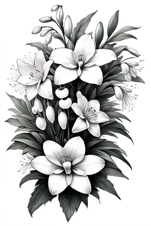 Lily Of The Valley And Daffodil And Aster Flower