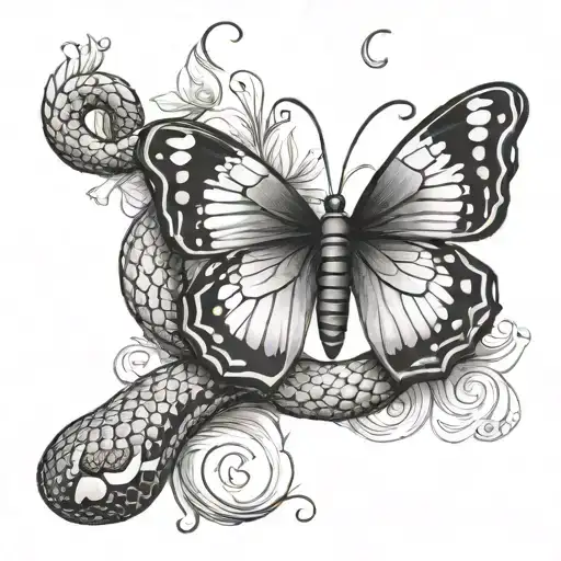 Snake With Butterfly