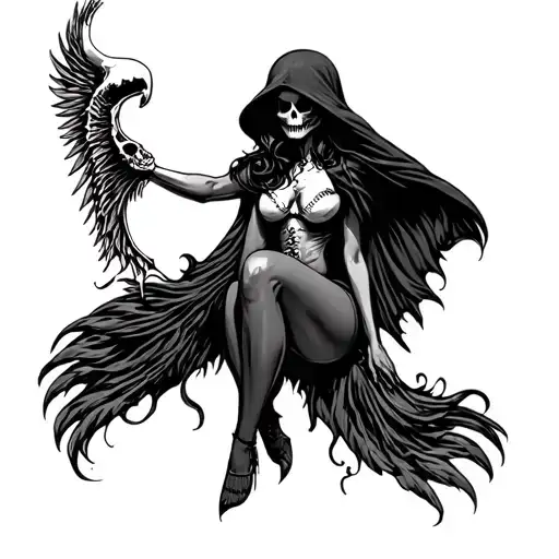 Pin Up Girl Grim Reaper Full Body