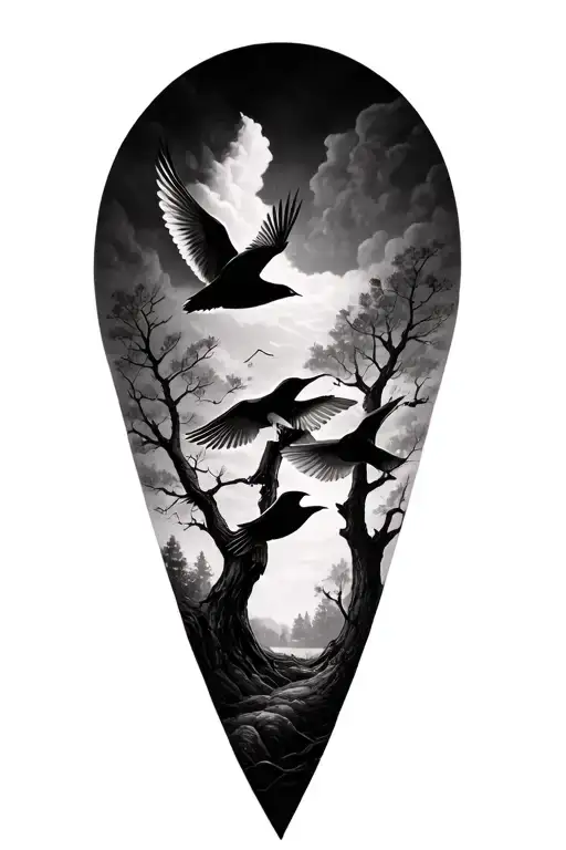 Swifts Flying Together Trees