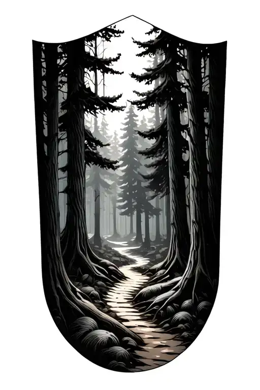 Forest With A Path Leading