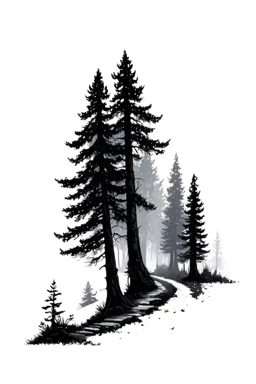 Forest With A Path Leading