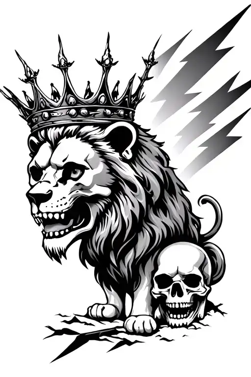 Lion Crown Skulls Lightning Bolts Trees