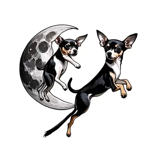 Chihuahuas Jumping Over The Moon