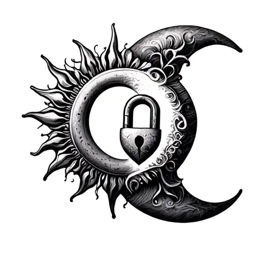 Sun Moon Heart Shaped Lock