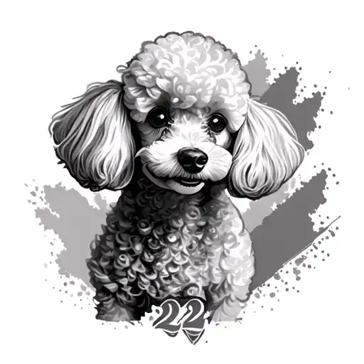 Poodle Tattoo With 22 In The Background And Overlap